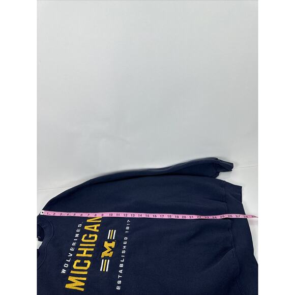 Vintage 90s Lee Sports Embroidered Michigan Wolverines Crewneck Navy Blue - Picture 9 of 9